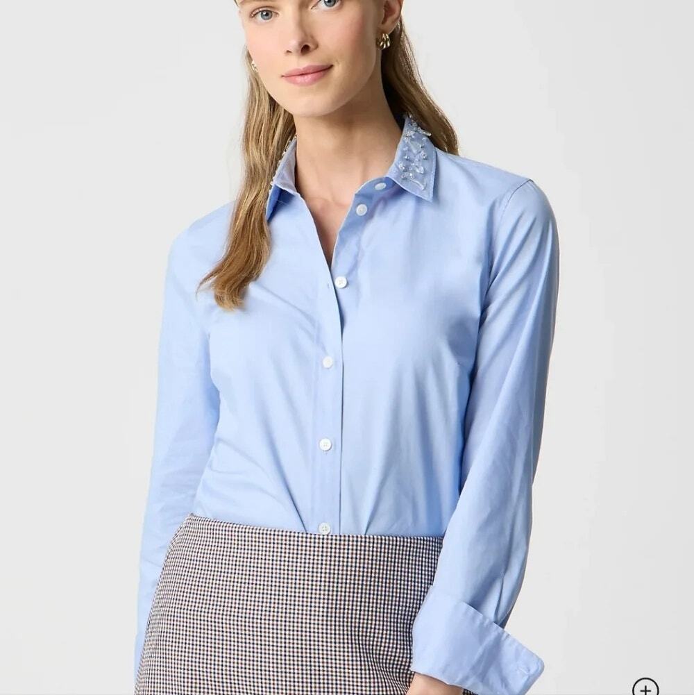 NWOT J. Crew Factory Jewel-collar Button-up Shirt in Lakeside Size M